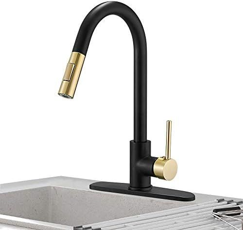Hoimpro High-Arc Single Handle Kitchen Sink Faucet With Pull Out Sprayer, Modern Rv kitchen Faucet W | Amazon (US)