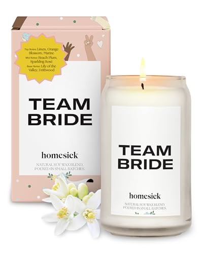 Homesick Scented Candles for Home (Team Bride) - 13.75 oz Long-Lasting Natural Soy Wax Blend Jar Candle Gifts for Women & Men, 60-80 Hours Burn Time - Notes of Linen, Beach Plum & Lily of The Valley | Amazon (US)