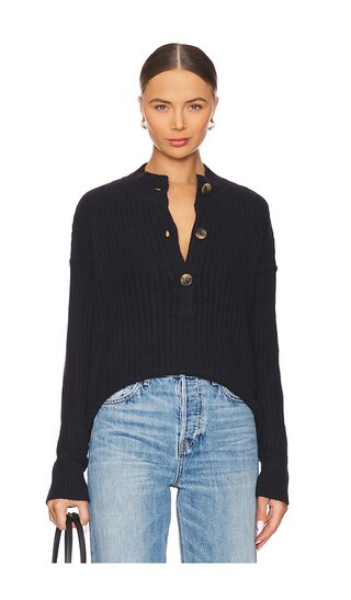 Free People Cocoa Henley Pullover in Black. - size XL | Revolve Clothing (Global)