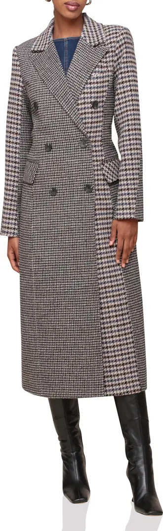 Colorblock Houndstooth Double Breasted Coat | Nordstrom Rack