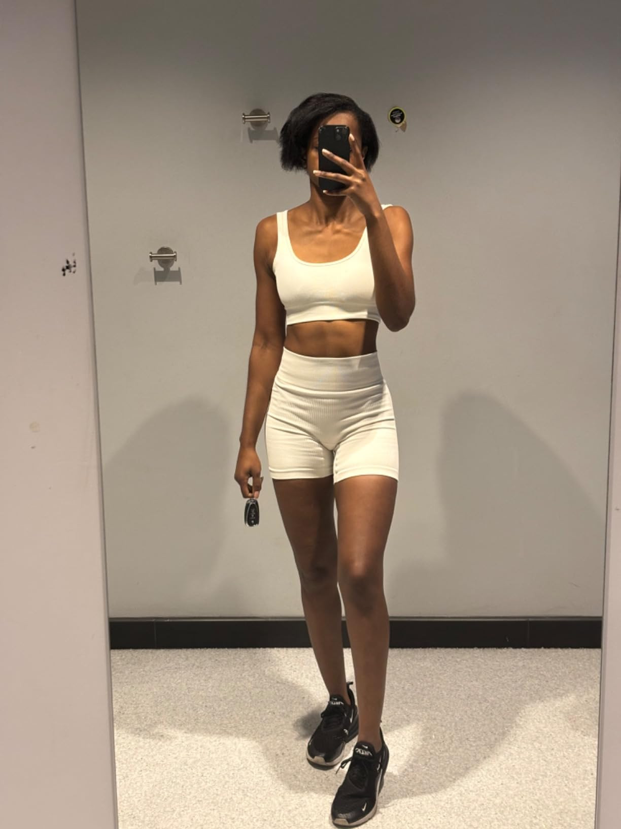 QINSEN Workout Sets for Women 2 Piece Seamless Ribbed Crop Tank High Waist Shorts Yoga Outfits | Amazon (US)