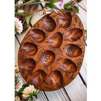 Engraved Wood Egg Tray Rustic Easter Display, Holds 12 | Etsy (US)