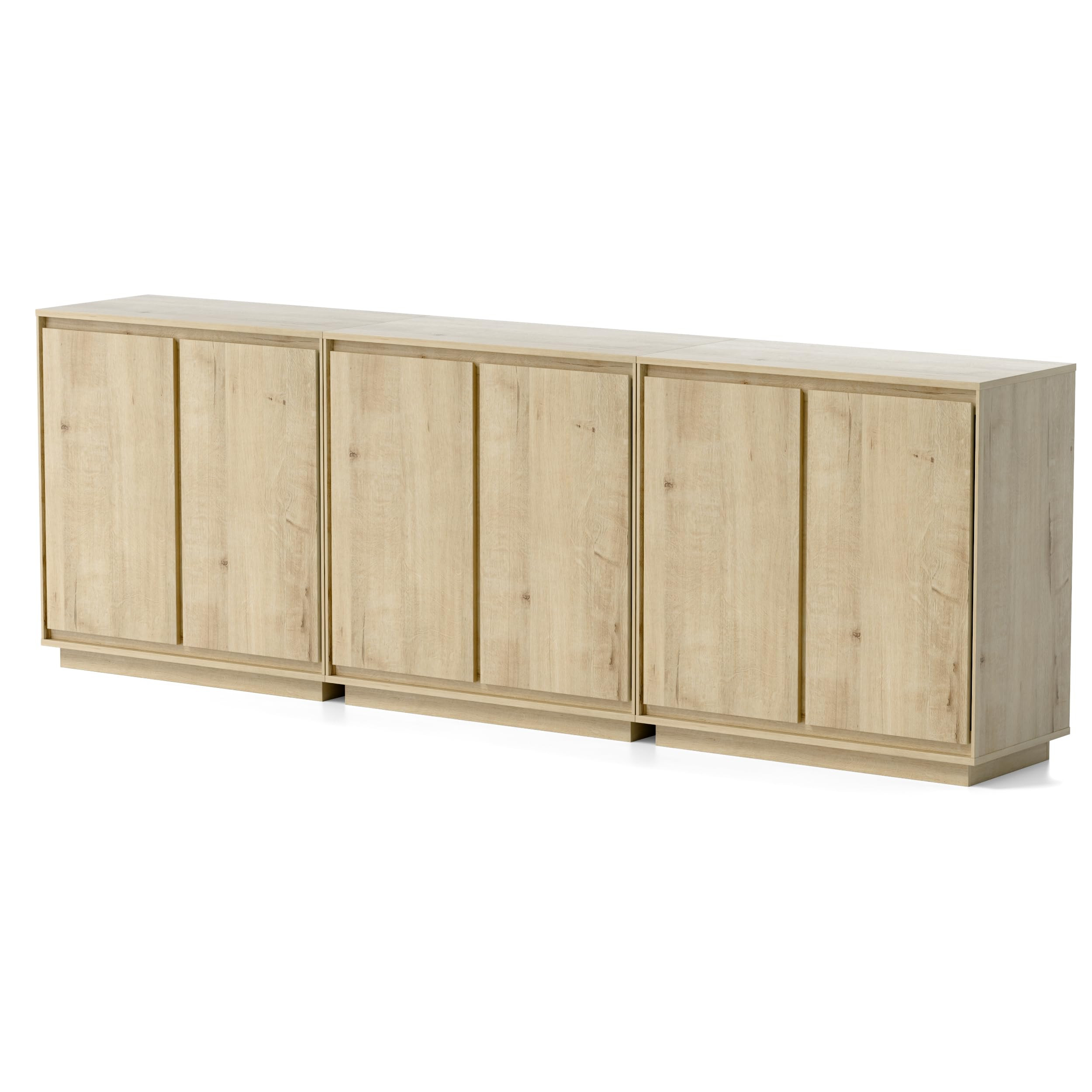 Buffet Storage Cabinet Set of 3, Sideboard Accent Cabinet with Adjustable Shelves and Handless De... | Amazon (US)