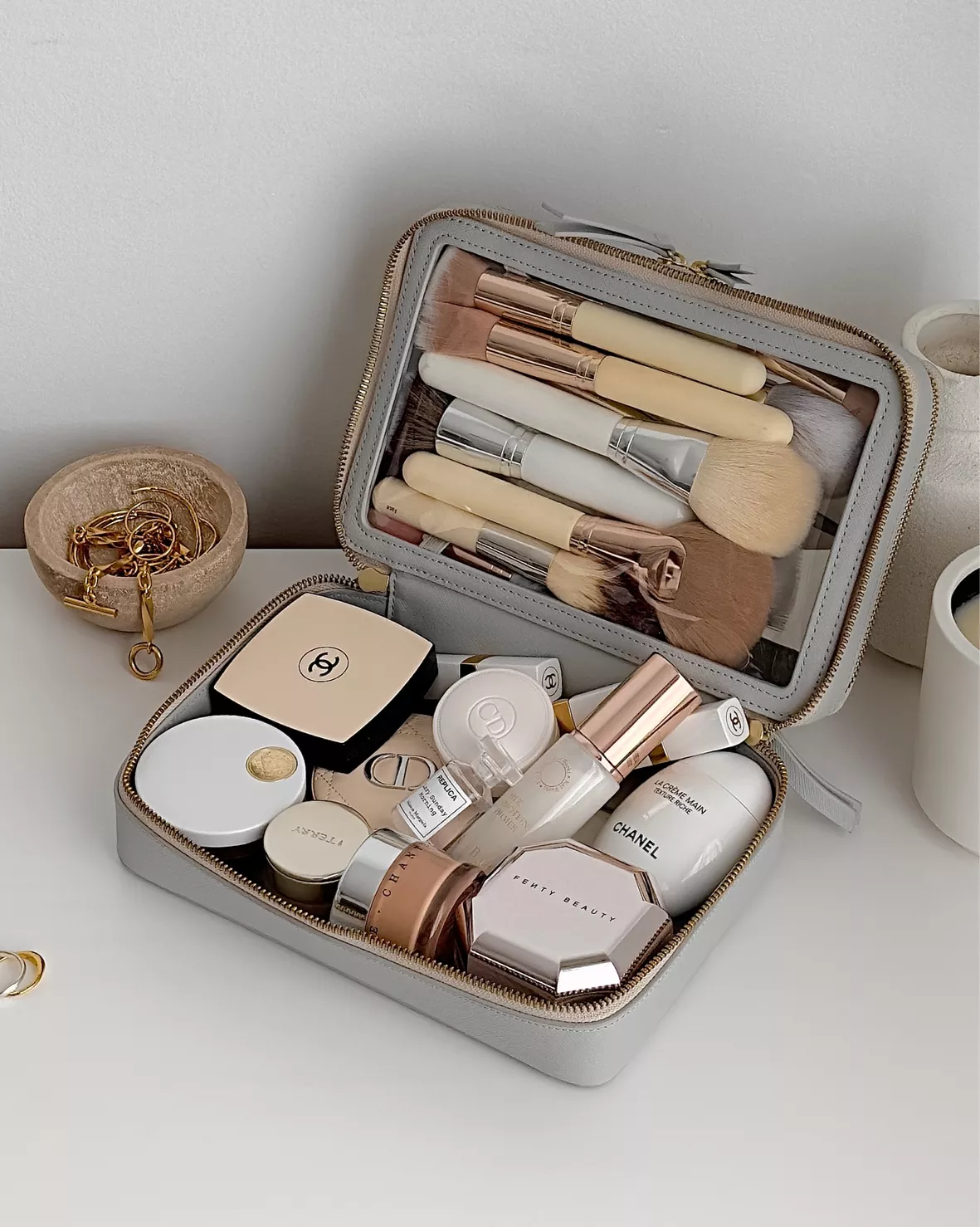 Clear Makeup Bag Organizer, Cosmetic Bag Make Up Bag Travel Toiletry Bag  For Women, Small Makeup