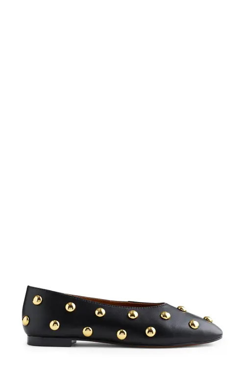 Madewell Mylie Stud Embellished Ballet Flat in True Black at Nordstrom, Size 8.5 | Nordstrom