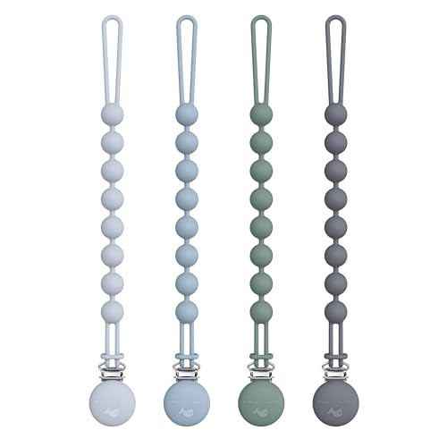 Cuddle Campus Silicone Pacifier Clip Holder with One Piece Design, Pack of 4 Soft Flexible Binky Clips for Baby Boy and Girl | Amazon (US)