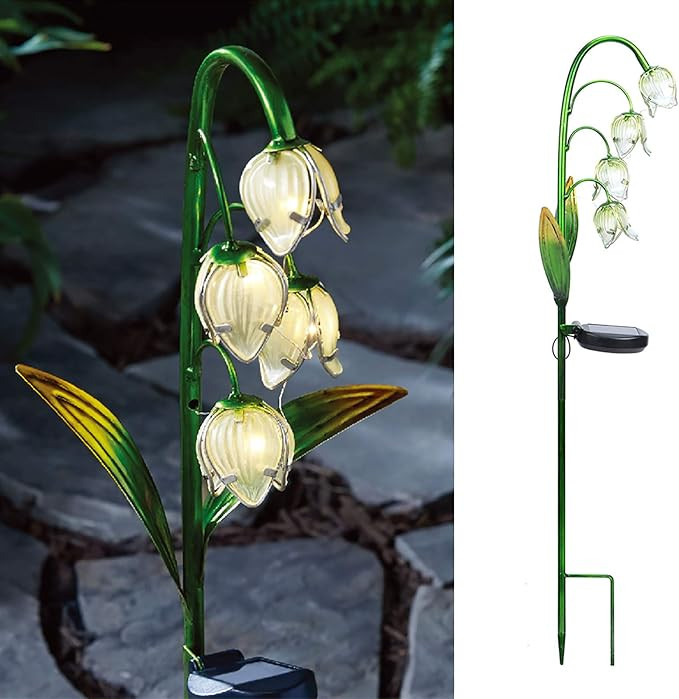 VCUTEKA Solar Garden Decor Stake Outdoor Light Glass Flower Stake for Yard Lawn Decor Backyard De... | Amazon (US)