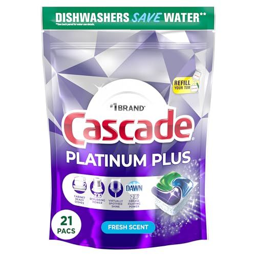 Cascade Platinum Plus Dishwasher Pods, Dish Detergent ActionPacs, Fresh, 21 Count | Amazon (US)
