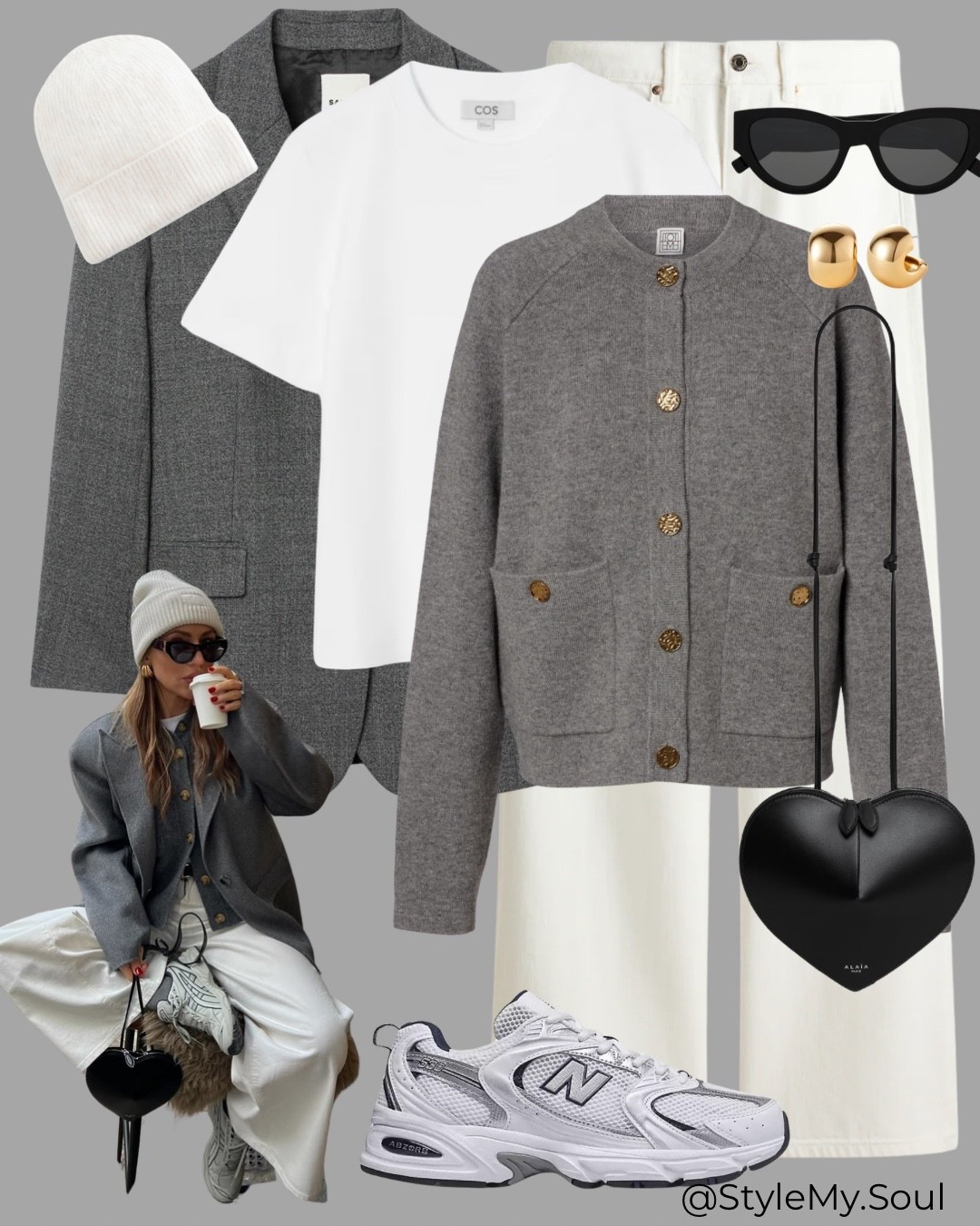Grey blazer, new balance sneakers, grey cardigan, white jeans , alsoa bag

#LTKspring #LTKFashionMonth #LTKstyletip