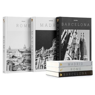 Juvale Set of 3 XL Decorative Blank Book Set - Hardcover Books for Decoration - City Theme - Madrid, Rome, Barcelona | Target
