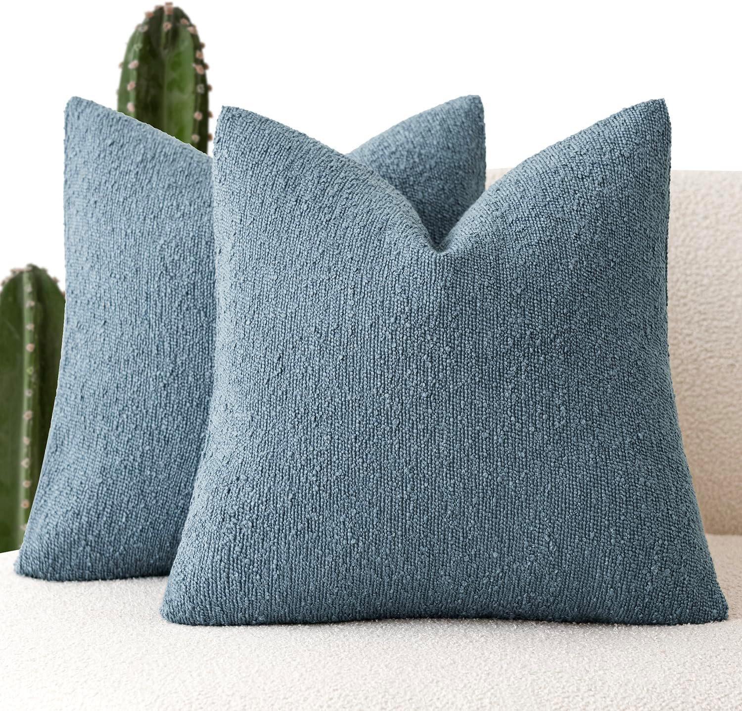 Amazon.com: Foindtower Pack of 2 Textured Boucle Throw Pillow Covers Accent Solid Pillow Cases Co... | Amazon (US)
