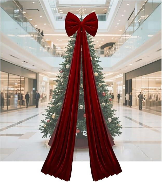Christmas Decorations - Big Velvet Bow for Christmas Tree Topper, Large Xmas Decorations, Red Bow... | Amazon (US)