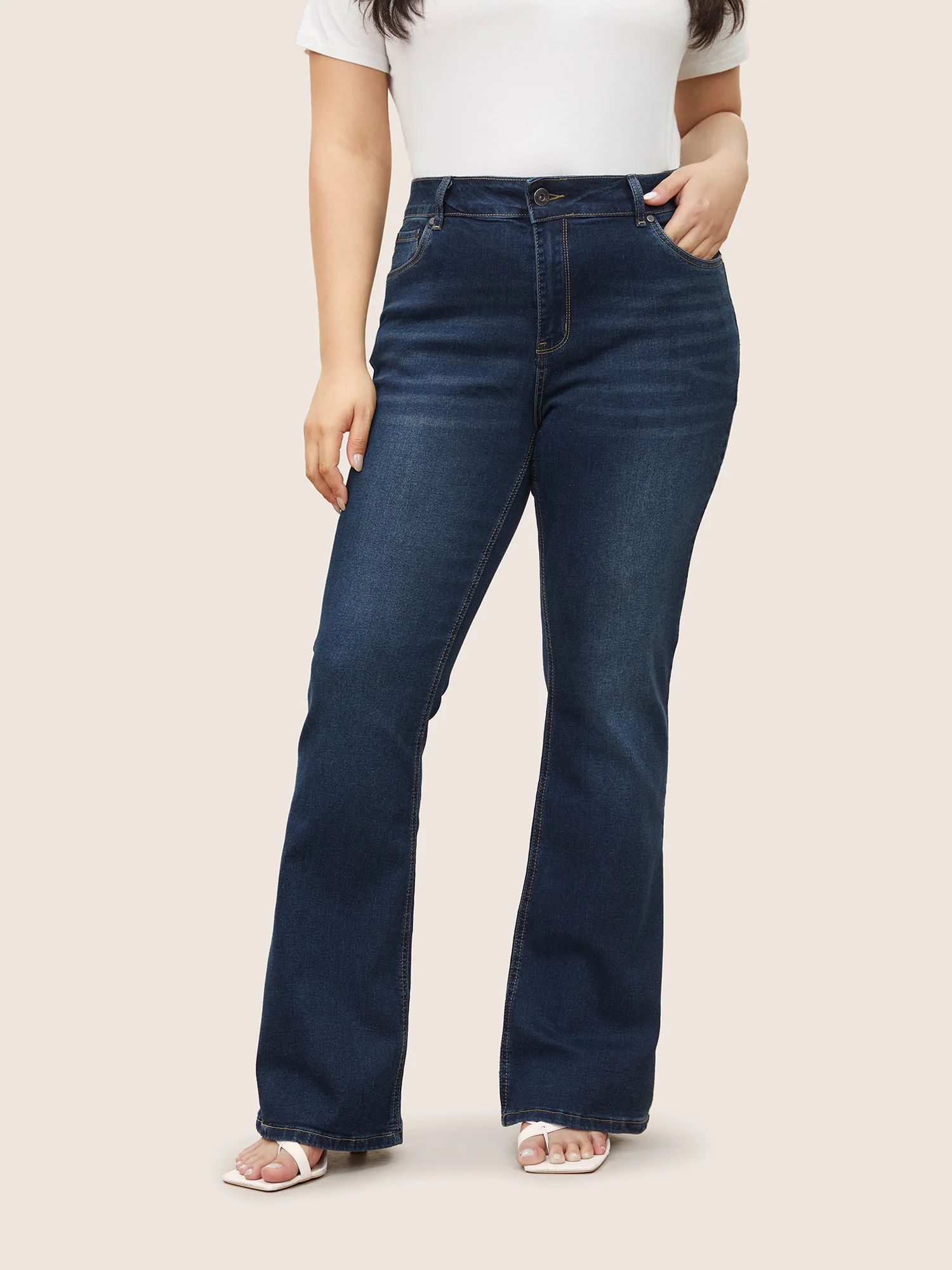 Bootcut Very Stretchy Mid Rise Medium Wash Sculpt Waist Jeans | Bloomchic