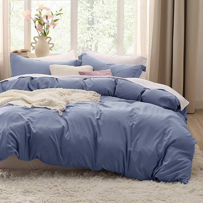 Bedsure Slate Blue Duvet Cover King Size - 3 Pieces Prewashed Extra Soft Bedding Set, Includes 1 ... | Amazon (US)