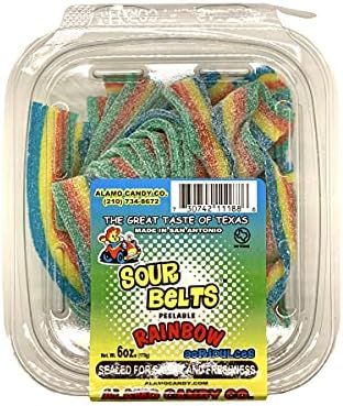 Alamo Candy -1 Count Sour Belts Peelable (Rainbow Belts) | Amazon (US)