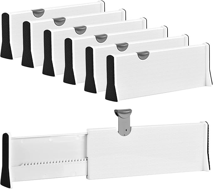 JONYJ Drawer Dividers Organizer 6 Pack, Adjustable Separators 4" High Expandable from 11-17" for ... | Amazon (US)