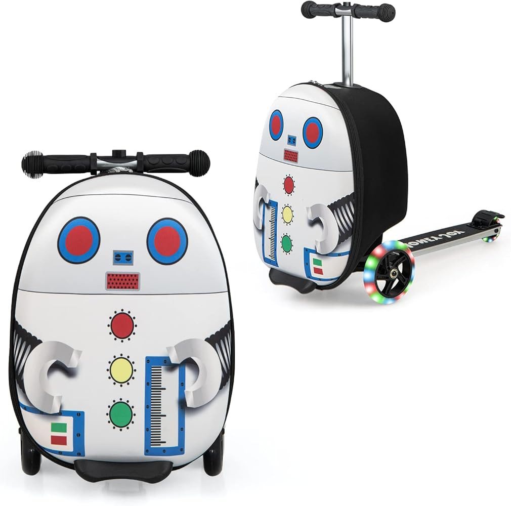 HONEY JOY Kids Scooter Suitcase, 18” Children Carry on Scooter Luggage w/Light-up LED Wheels, W... | Amazon (US)