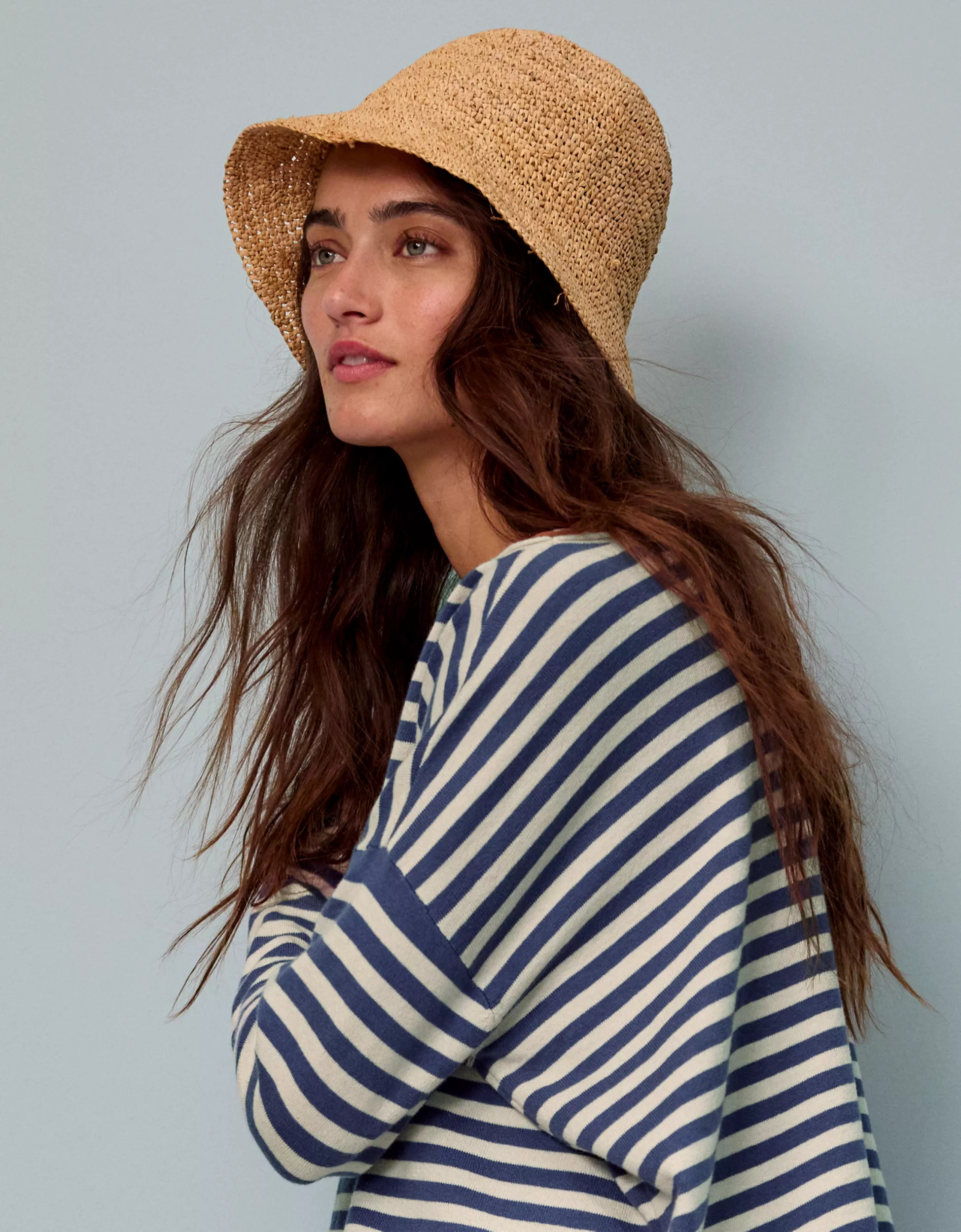 Aerie Straw Crochet Bucket Hat | Aerie