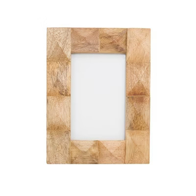 Saro Lifestyle Textured Large Studded Wood Photo Frame, 4"x6", Beige | Target