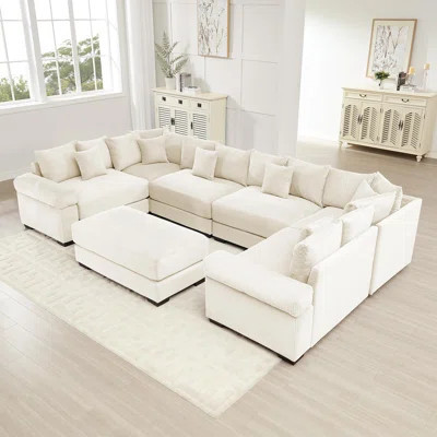 Oversized Cloud Modular Sectional Couch,Convertible Sectional Couches , Extra-Wide Armrests With An Ottoman,Soft Corduroy Fabric,Ergonomic Design, Eas | Wayfair North America