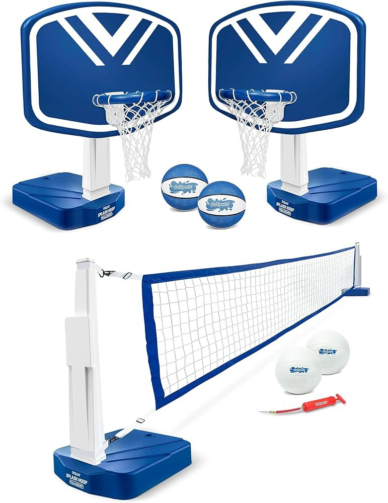 GoSports Splash Hoop 2-in-1 Full Court Pool Basketball & Volleyball Game Set | Amazon (US)