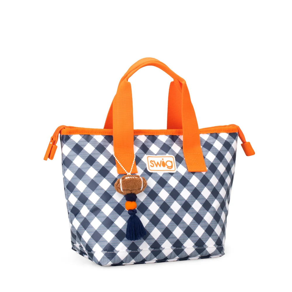 Gameday Gingham Navy + Orange Lunchi Lunch Bag | Swig Life