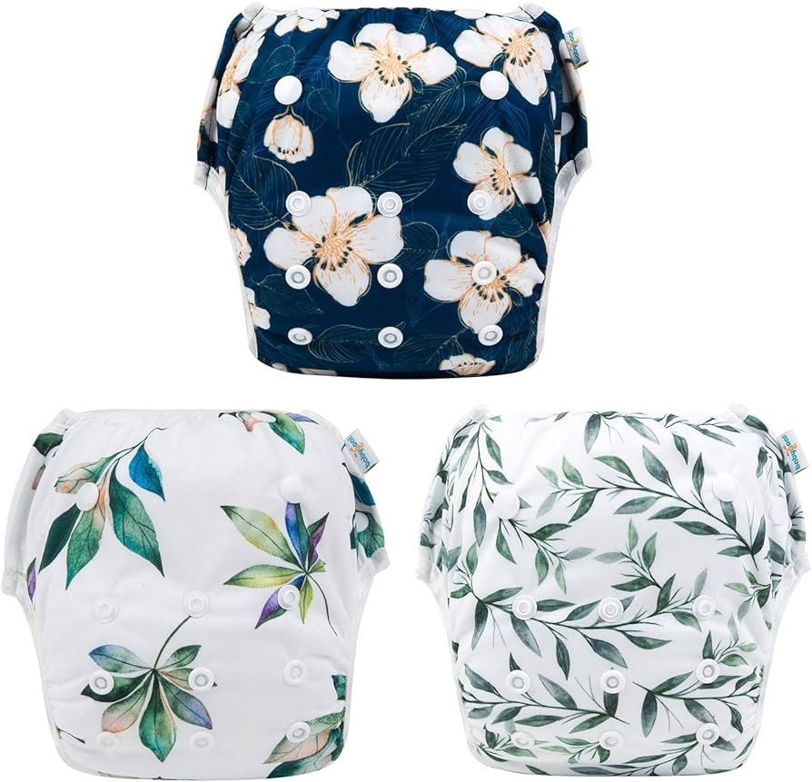 Babygoal Baby Girl and Boy Swim Diapers, Reusable Adjustable Washable One Size Fits 0-8M Baby Gif... | Amazon (US)