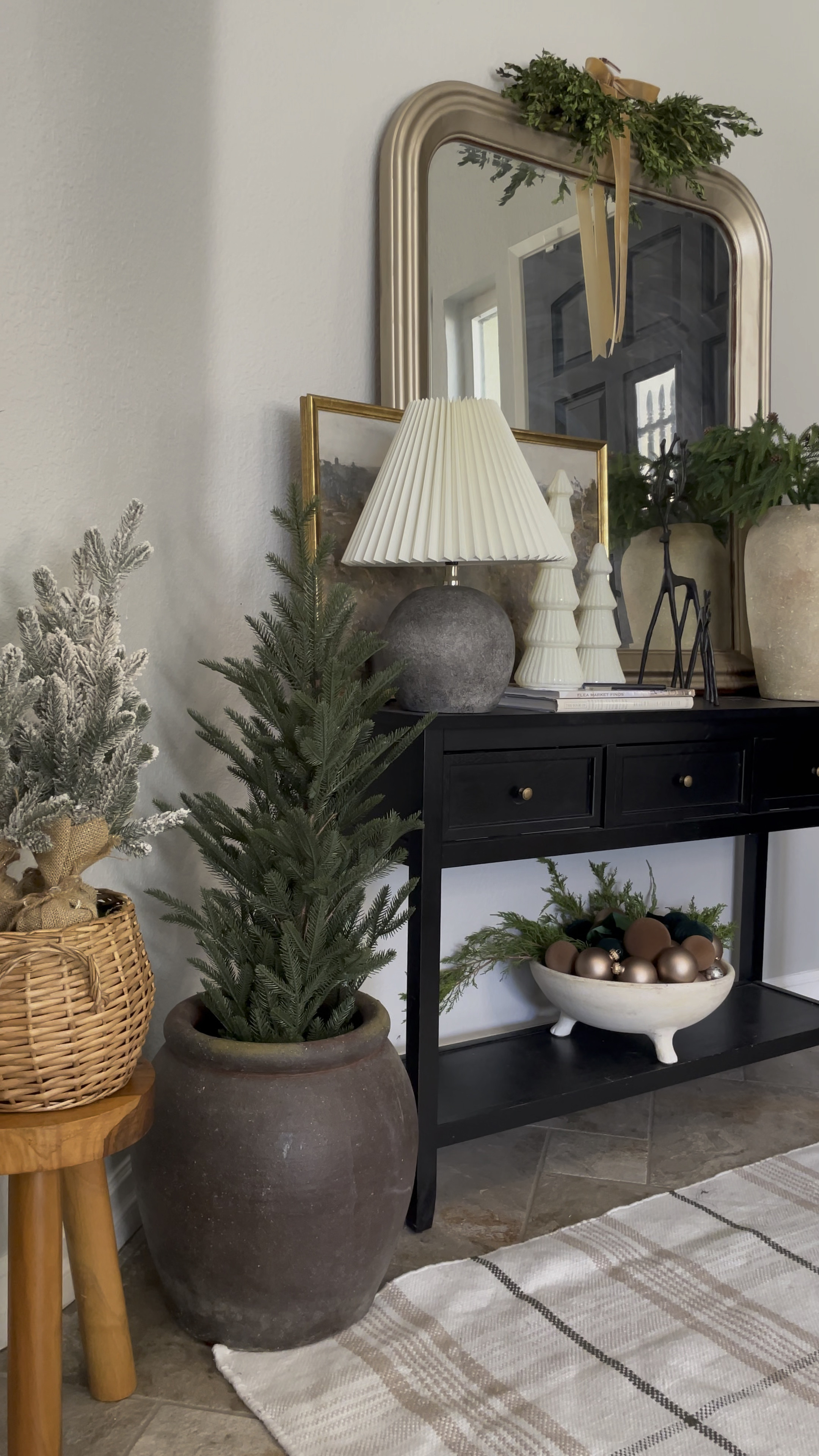 Entry way holiday decor. Neutral styling. 

#LTKHoliday #LTKGiftGuide #LTKhome