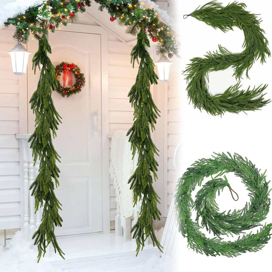Norfolk Pine Garland - Real Touch Norfolk Pine Christmas Garland, Pine Garland for Lifelike Chris... | Amazon (US)