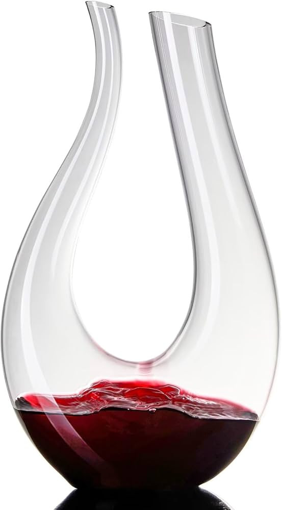 1PC Luxurious U-Shaped Crystal Glass Wine Decanter - High-End European Style, Harp Design, Red Wi... | Amazon (US)