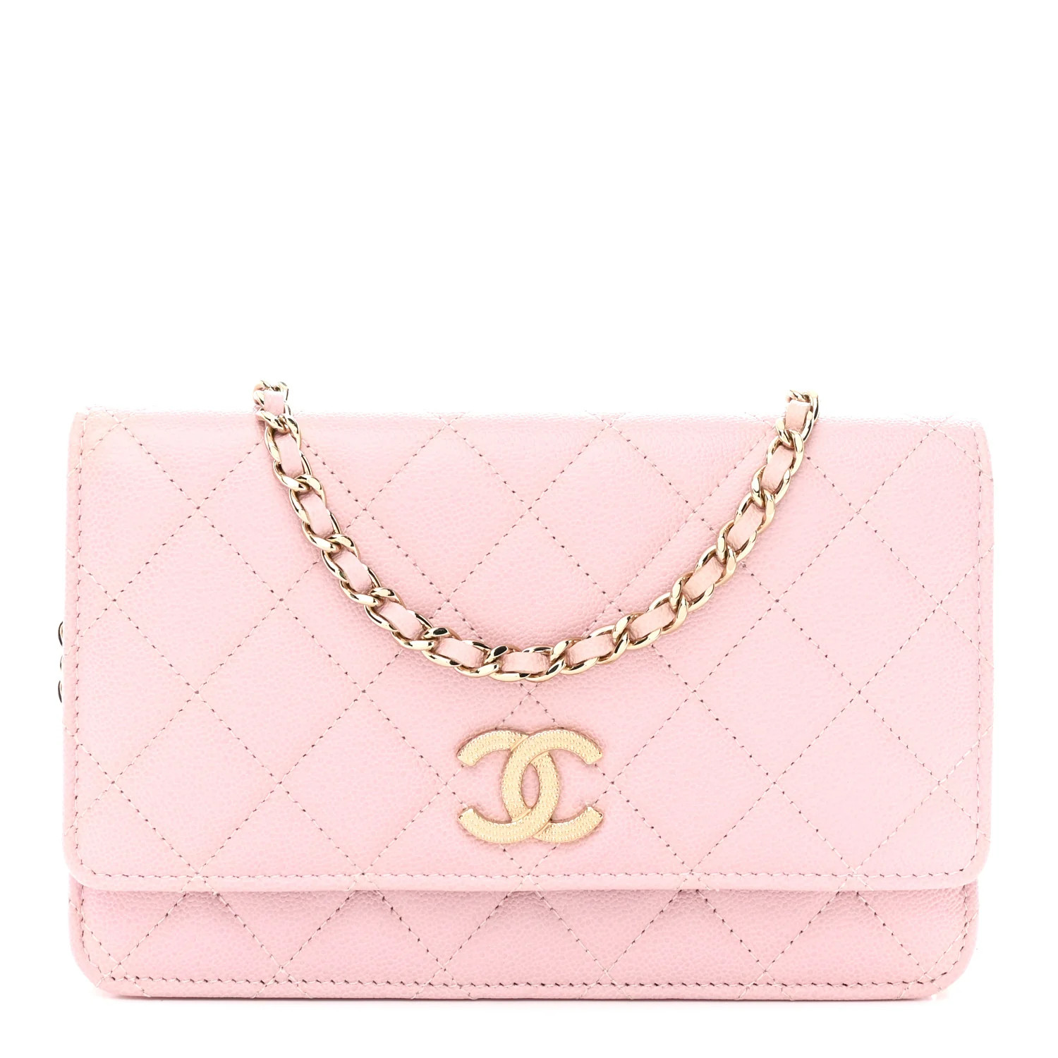 Caviar Quilted Studded CC Wallet on Chain WOC Light Pink | FASHIONPHILE (US)