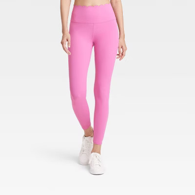 Women's Scallop Detail High-Rise 7/8 Leggings - JoyLab™ Pink S | Target