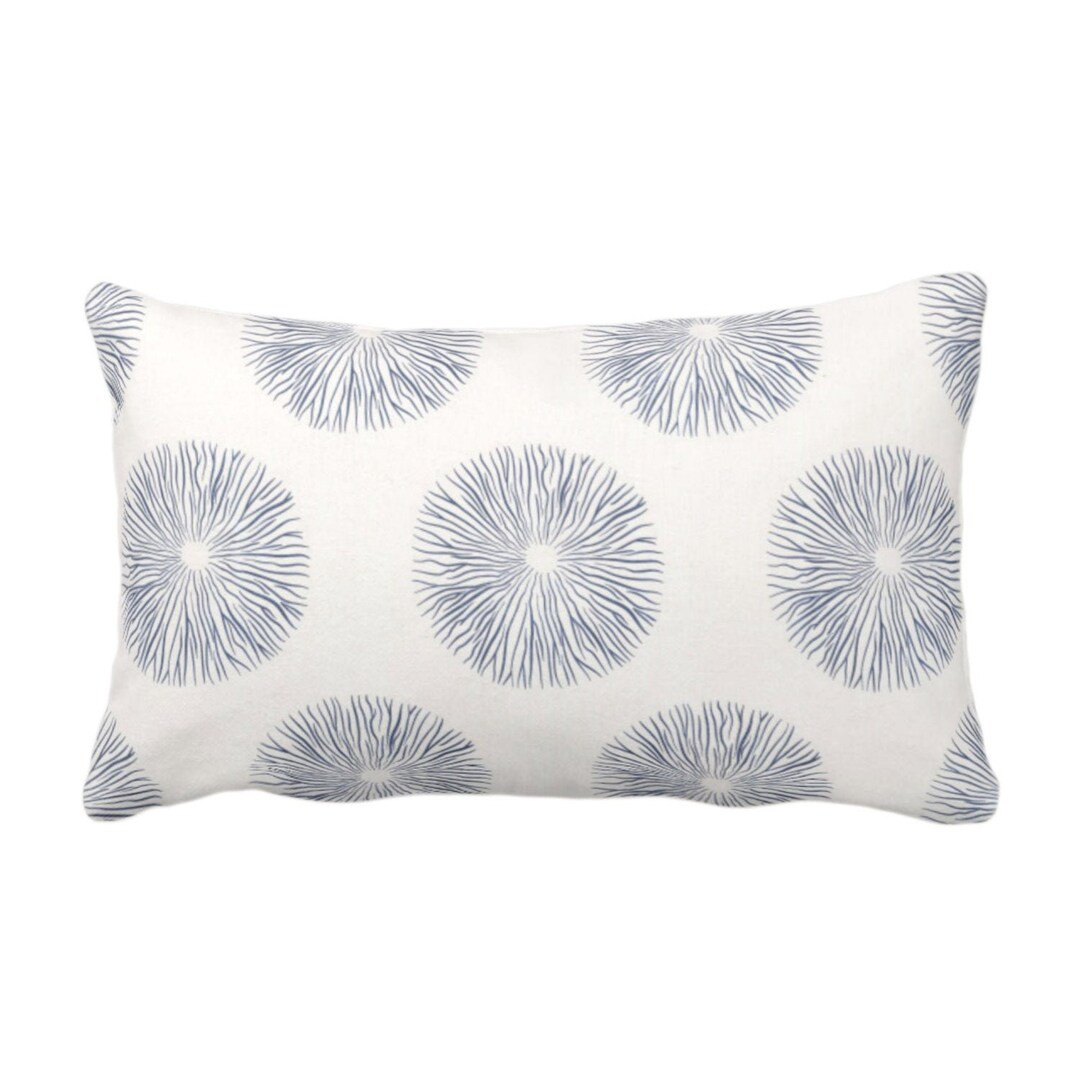 OUTDOOR Sea Urchin Print Throw Pillow or Cover, Navy/White 14 x 20" Lumbar Pillows/Covers, Dark B... | Etsy (US)