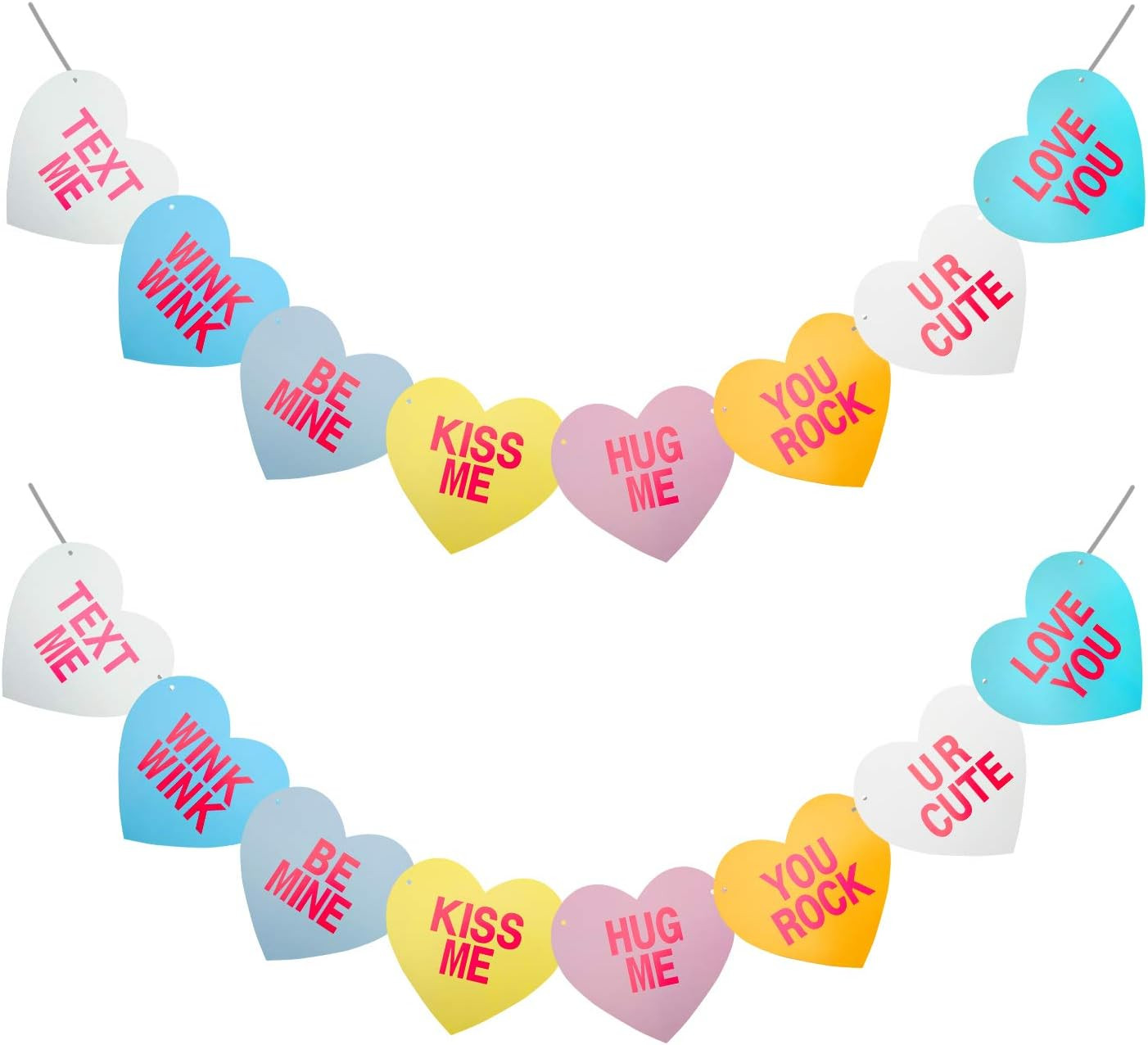 [Pack of 2]Valentines Day Conversation Hearts Banner - NO DIY - Valentines Day Banner Decor - Eig... | Amazon (CA)