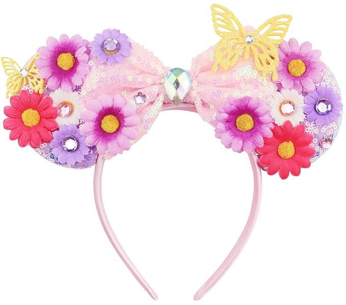 Mouse Ears Headband for Princess, Flower Mouse Ears for Girls Princess Birthday Party Halloween C... | Amazon (US)