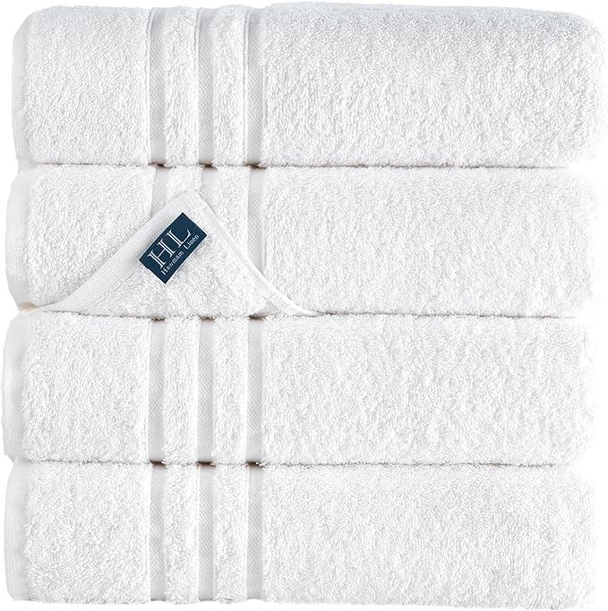 Hammam Linen White Bath Towels 4-Pack - 27x54 Soft and Absorbent, Premium Quality Perfect for Dai... | Amazon (US)