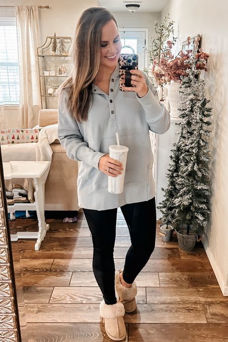 Amazon fashion for the win! Love this pullover hoodie & it’s on deal right now!!! Wearing size M in “grey.” Perfect length to wear with leggings. Wearing a M in the high waisted leggings- best spanx dupe I’ve found on Amazon! And of Ouse my go-to house shoes. If you need a last minute gift for her, these are great slippers! 

Casual outfit, mom style, silicon tumbler, amazon finds 

#LTKsalealert #LTKunder50 #LTKSeasonal