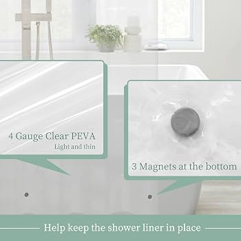 Mrs Awesome Clear Shower Curtain Liner with 3 Magnets, 72x72 Premium Flexible Sturdy Plastic Show... | Amazon (US)