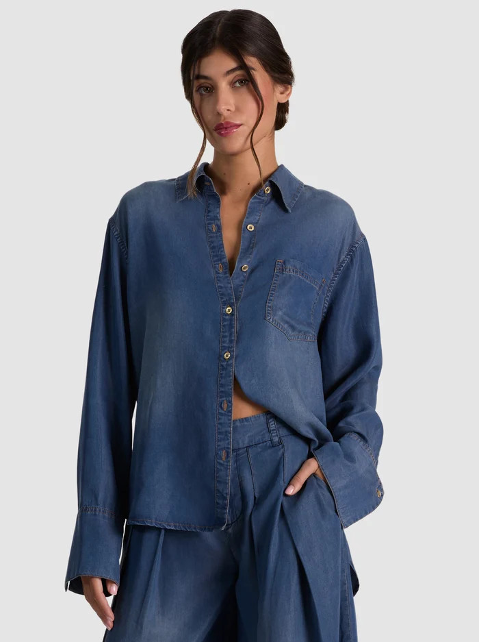 FINELY OVERSIZED DENIM BUTTON DOWN | Alice + Olivia