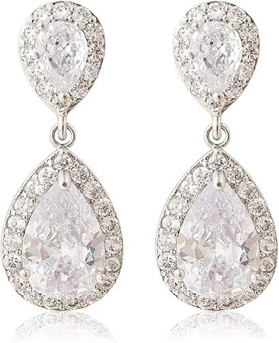 1/2/4/6 Pairs Bridal Wedding Earrings for Brides Bridesmaids,Cubic Zirconia Teardrop Earrings for... | Amazon (US)