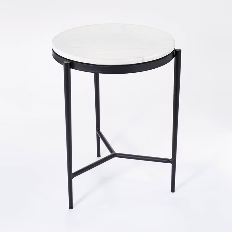 Pleasant Grove Round Marble End Table White - Threshold™ designed with Studio McGee | Target