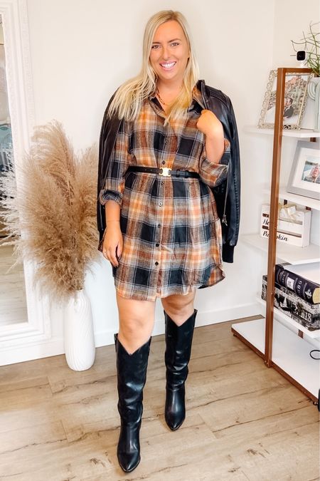 Country concert outfit. 
Country music outfit. 
Western outfit. 
Plaid shirt. 
Plaid Shacket. 
Cowboy boots. 
Celine belt Amazon. 
Casual fall outfit. 
Midsize outfit. 

Size XL Shacket. 
Belt is largest size. 
Boots fit tts. 
Jacket is old!! 

#LTKmidsize #LTKxPrime #LTKfindsunder50