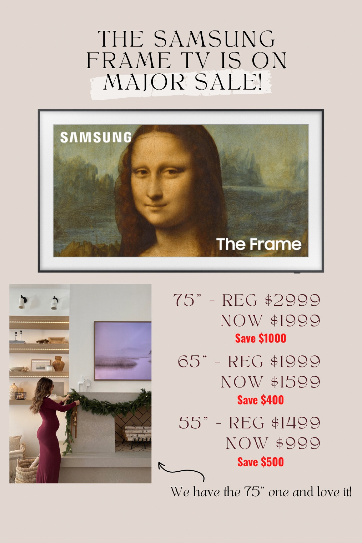 Our Samsung Frame TV is on major sale right now! We love changing the art on it in our living room 

#LTKhome #LTKsalealert #LTKHoliday