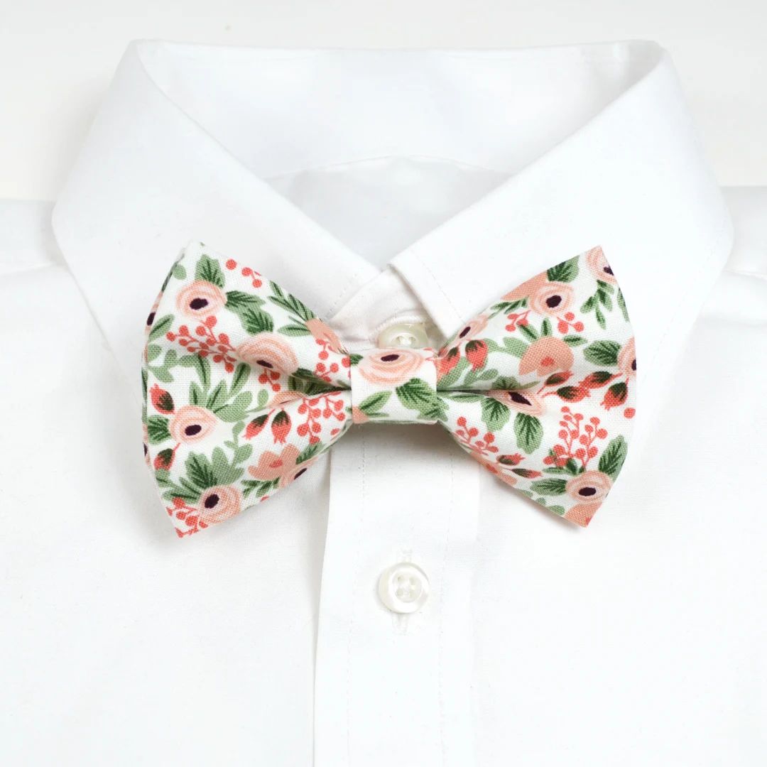 Rosa in Rose Floral Bow Tie/floral Tie/wedding Tie/dog Bowtie/boys Bowtie/men's Bowtie/groomsmen'... | Etsy (US)