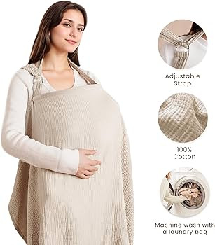 Konssy Muslin Nursing Cover for Baby Breastfeeding, Breathable 100% Cotton Breastfeeding Cover wi... | Amazon (US)