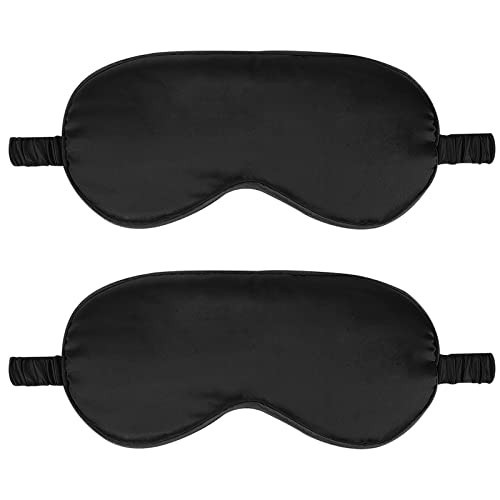 2Pack Silk Sleep Mask,Eye Mask for Sleeping,Elastic Blackout Eye Mask & Blindfold for Full Night's Sleep,Travel and Nap(Black) | Amazon (US)