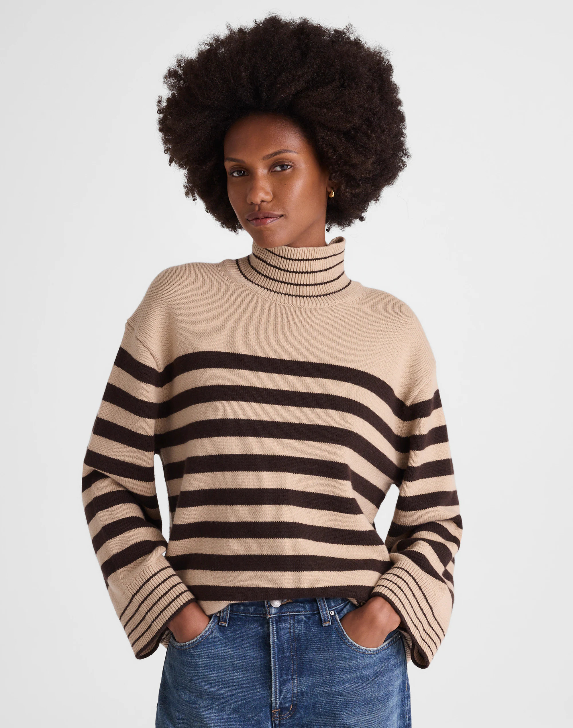 Ribbed Oversized Turtleneck Sweater in Wool Blend | Madewell