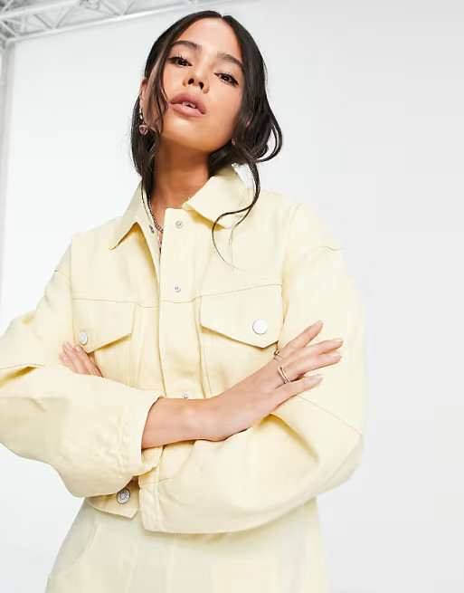 Bershka organic cotton casual jacket in lemon | ASOS (Global)