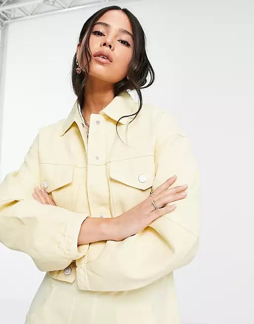 Bershka organic cotton casual jacket in lemon | ASOS (Global)
