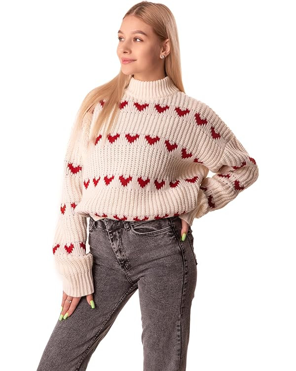 Madore Valentines Day Heart Sweater for Women - Oversized Thick and Cozy 2024 Luxury Outfit Plus ... | Amazon (US)